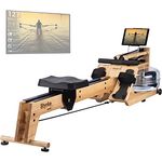 Skandika Wasserrudergerät Styrke | Designed and Made in Germany, Rudergerät Wasser aus Holz, Kinomap App-Funktion, Wasserrudergerät für Zuhause, Massive Esche, naturnahes Rudern