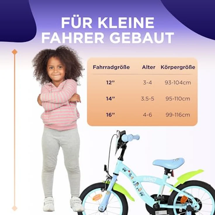 Volare Bluey Kinderfahrrad 12 Zoll, 1 Gang, ohne Schaltung, mit Rücktrittbremse und höhenverstellbarem Lenker, hellblau – Bild 6