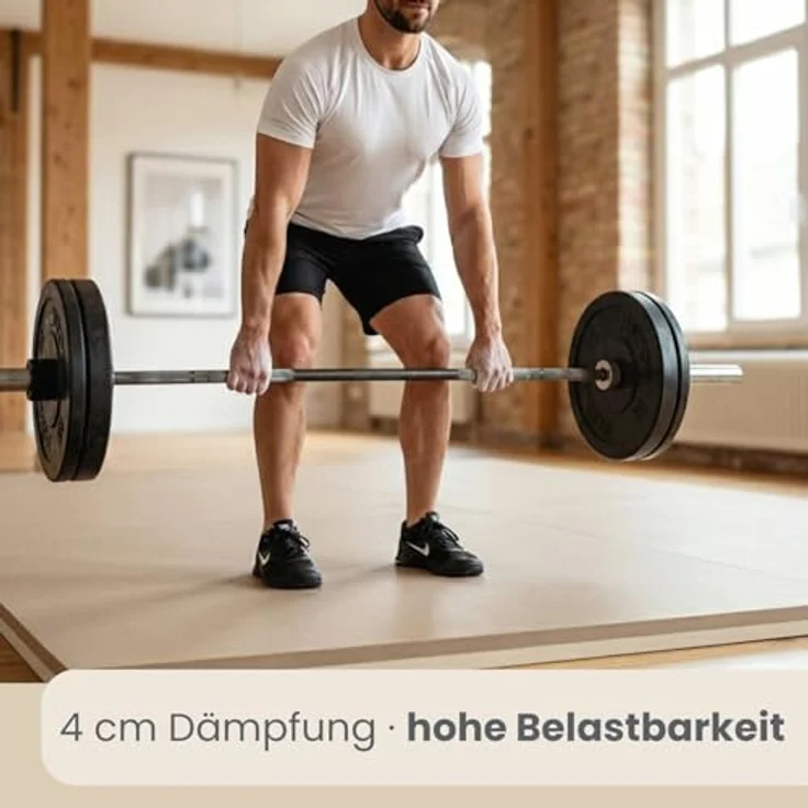 EYEPOWER Extra dick: 4cm Fitnessmatte 90x90cm - Schallgedämmte Bodenschutzmatte für Hantelbank und Fitnessgeräte, Wendbar in zwei Farben – Bild 3