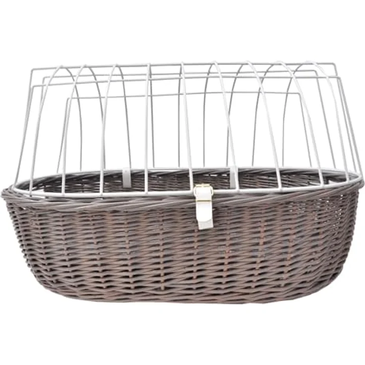 Aumüller Tierfahrradkorb mit Halter, Steuerkopfmontage vorne, belastbar bis 15 kg, Vintage Grau – Bild 1