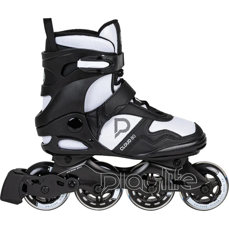 Playlife Cloud Fitness Inline Skates 82A, Schwarz Weiß, Größe 39, Softboot, ABEC 7 Lager