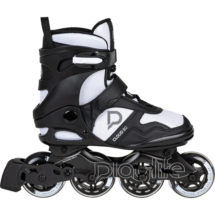 Playlife Cloud Fitness Inline Skates 82A, Schwarz Weiß, Größe 39, Softboot, ABEC 7 Lager
