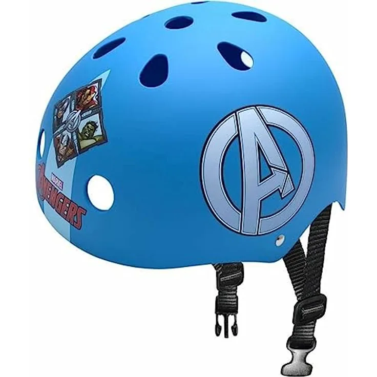 Stamp Avengers, Kinderfahrradhelm mit Belüftungssystem, Blau, Größe 54-60 cm, verstellbar, für Kinder ab 5 Jahren