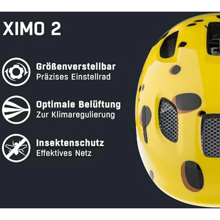 ALPINA Ximo Kinderfahrradhelm, Leicht, Bruchfest, 360°-Fitsystem, Gelb Gouda Gloss, 47-51, Mit optionalem LED-Licht – Bild 2