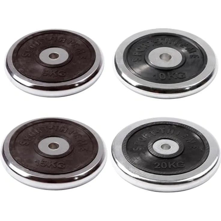 Sport-Thieme Chromhantelscheibe, Gusseisen, verchromt mit schwarzer Gummi-Einlage, 5kg-20kg, Ø 30 mm, leicht zu reinigen, langlebig, glatter Griff