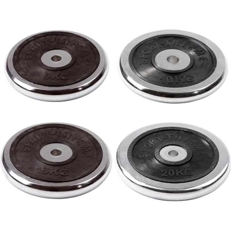 Sport-Thieme Chromhantelscheibe, Gusseisen, verchromt mit schwarzer Gummi-Einlage, 5kg-20kg, Ø 30 mm, leicht zu reinigen, langlebig, glatter Griff – Bild 1