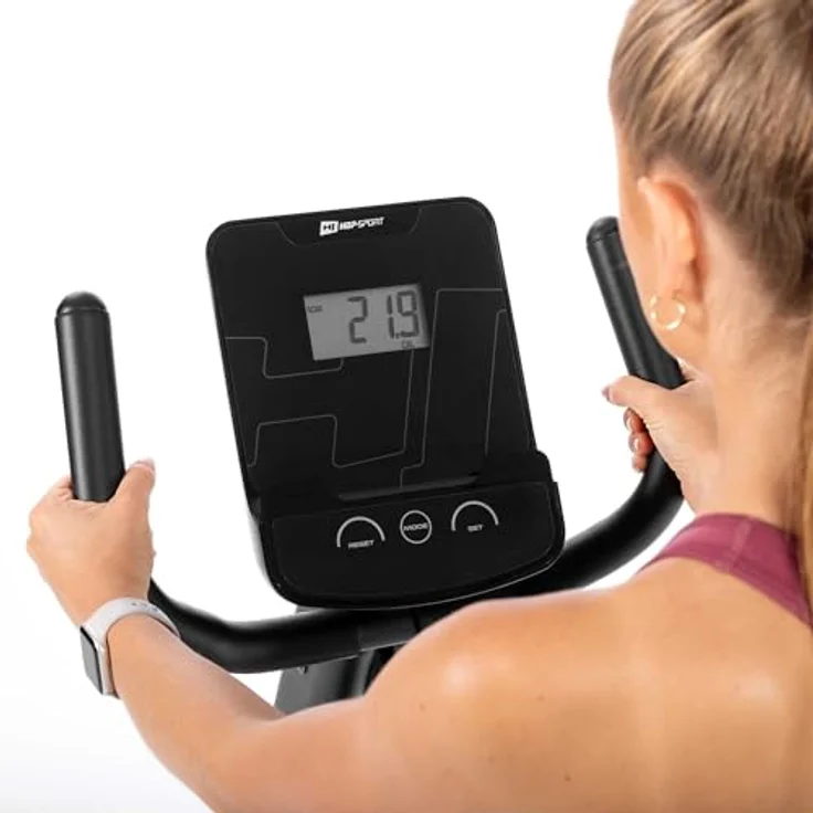 HS HOP-SPORT Liegeergometer HS-060L - Liegeheimtrainer mit Handpulssensoren, 15 kg Schwungmasse, 8 Widerstandsstufen - Sitzergometer für Senioren max. Benutzergewicht 130 kg rot – Bild 4