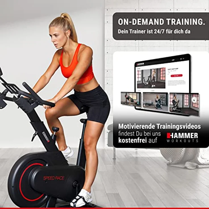 HAMMER Speedbike Speed Race, Indoor Cycle, 16 kg Schwungmasse, Kinomap & BitGym – Bild 2