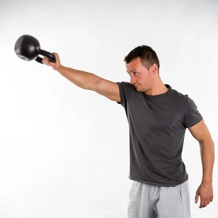 Sport-Thieme Kettlebell 11 Gewichtsstufen, aus massivem Gusseisen, glatter lackierter Griff, für Indoor und Outdoor, 10 Jahre Garantie – Bild 4