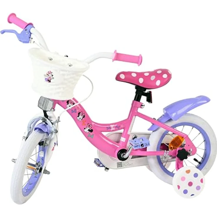 Volare Kinderfahrrad Minnie, 12 Zoll, rosa, mit Handbremse, Rücktrittbremse und abnehmbaren Stützrädern, für Mädchen – Bild 15