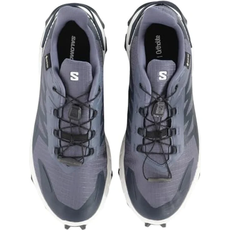 Salomon Herren Sneaker Supercross 4 GTX, wasserdichte Trailrunningschuhe mit GORE-TEX, Quicklace-Schnellschnürsystem, grisaille/white/carbon, Größe 11.5 – Bild 2