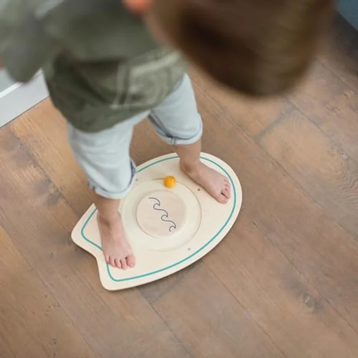 BS Toys Balance-Board, Lernspiel zur Förderung von Gleichgewicht und Koordination, mit 1 Brett und 5 Bällen, für Kinder ab 4 Jahren – Bild 4