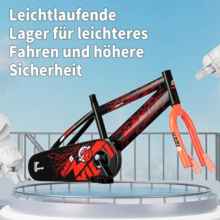 Habib Gruppe Kinderfahrrad, Komplettset mit LED-Stützrädern, höhenverstellbarem Lenker und Sicherheitszubehör, geeignet für Kinder von 85 cm bis 130 cm – Bild 5