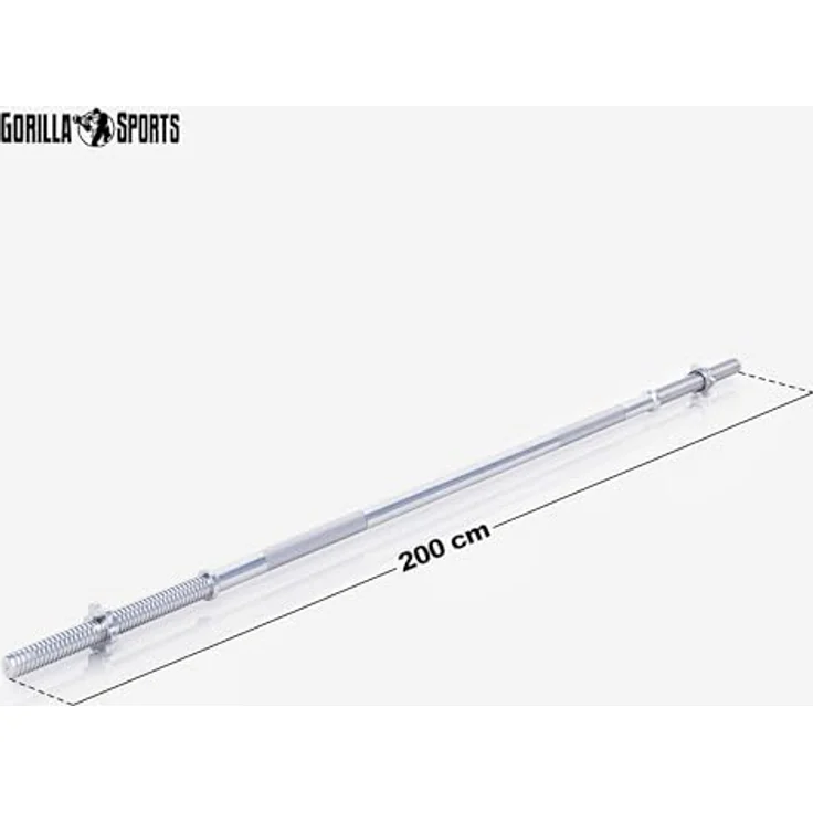 GORILLA SPORTS® Langhantelstange - Ø 30 mm, 150 cm / 180 cm / 200 cm lange, mit 2 Sternverschlüssen, bis 200kg Belastbar, aus Chrom - Langhantel, Hantelstange, Hantel, Langhantel-Stange – Bild 4
