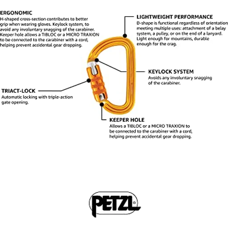 PETZL M39A TL SM'D, Ultraleichter asymmetrischer Karabiner mit Triact-Lock, Gelb – Bild 2