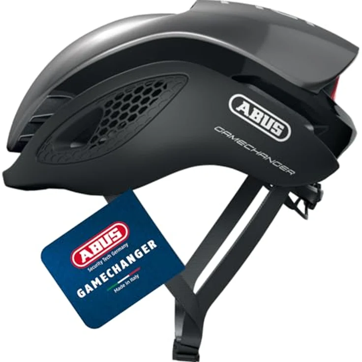 ABUS Rennradhelm GameChanger, Aerodynamischer Fahrradhelm mit optimaler Ventilation und AirPort Brillenhalterung, dunkelgrau, Größe M – Bild 1