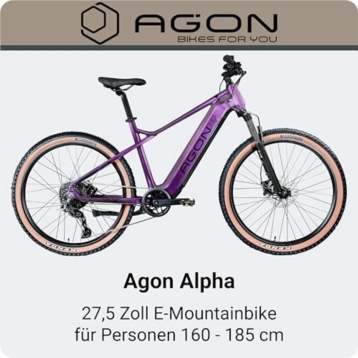 Agon Alpha E Bike Mountainbike Herren oder Damen 27,5 Zoll Pedelec 170 - 190 cm, sunrise black metallic – Bild 5