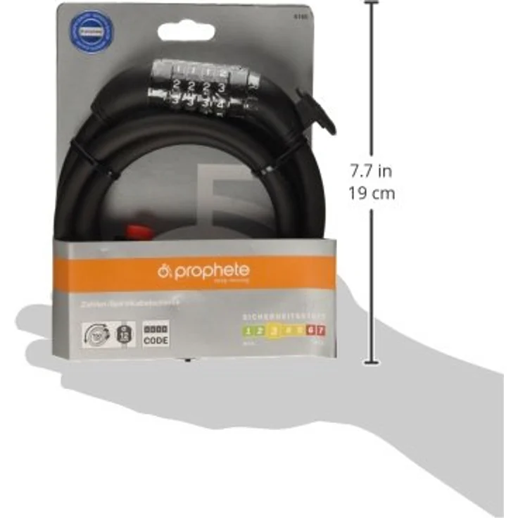 Prophete Spiralkabelschloss, 4-Zahlen-Kombination, 150 cm lang, 12 mm Durchmesser, frei kodierbar – Bild 6