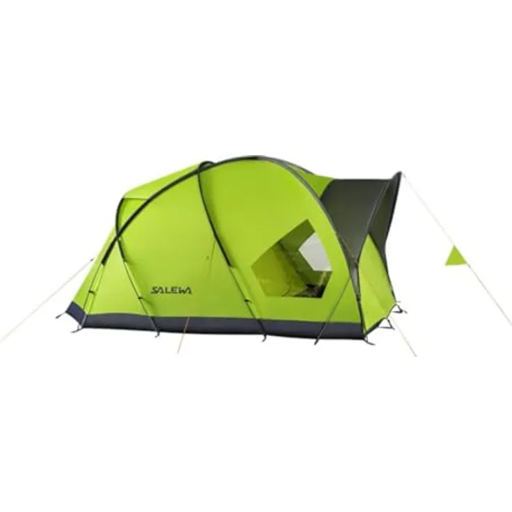Salewa Alpine Hut IV Zelt, graues Familienzelt für 4 Personen, wasserdicht mit 2000 mm Wassersäule, selbsttragend