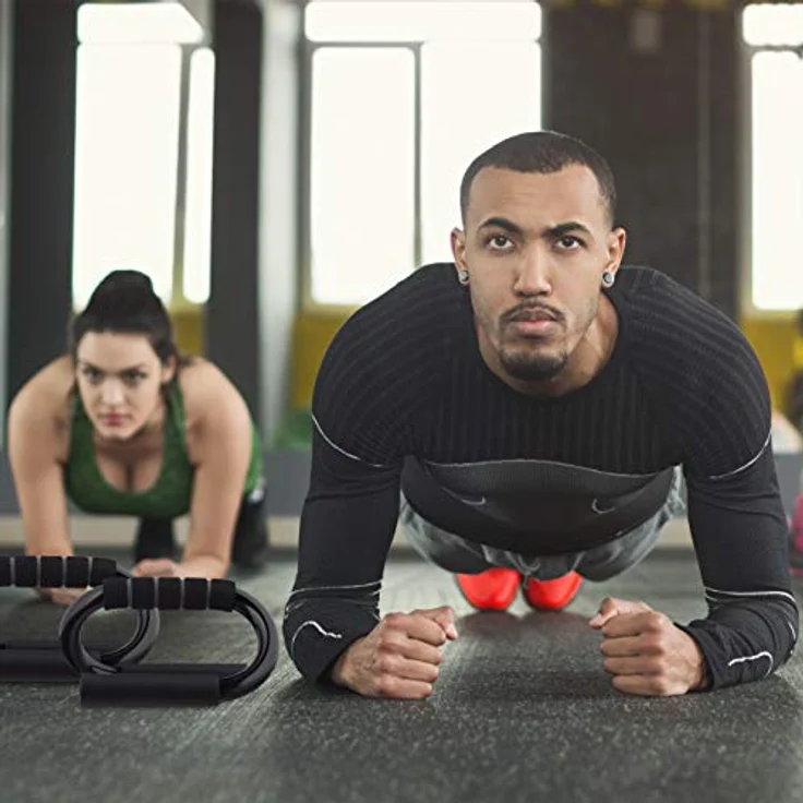 Relaxdays Liegestützgriffe im 2er Set, rutschfeste Sportgriffe, Metall, Home Workout, ergonomische Push Up Bars, schwarz – Bild 3