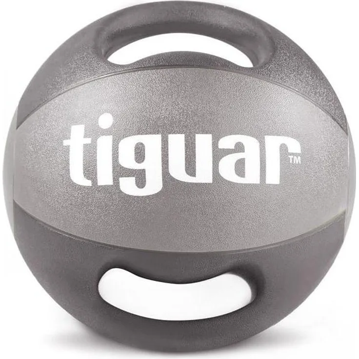 Tiguar Medizinball mit Griffen, 8 kg aus strapazierfähigem Gummi, silber