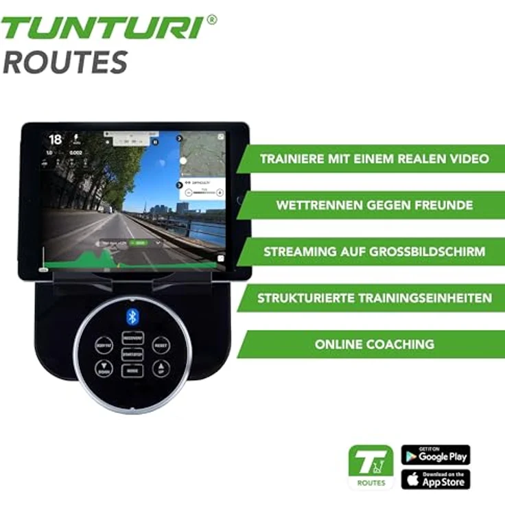 Tunturi FitCycle 70i Heimtrainer - Fitnessrad für zu Hause mit 32 Widerstandsstufen - Ergometer mit 20 Programmen - 150 kg Benutzergewicht - Tablet-Halterung und Transportrollen (Schwarz) – Bild 5