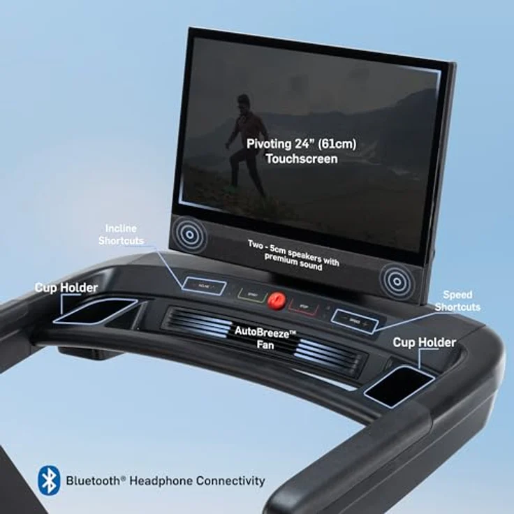 NordicTrack Commercial 2450 Laufband, Schwarz mit iFIT Technologie, 24" Touchscreen, 0-22 km-h Geschwindigkeit – Bild 2