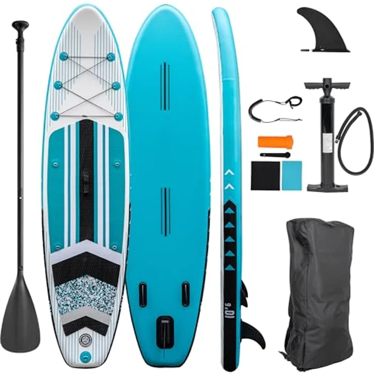 e4fun SUP-Board Stand Up Paddle Board, 305 x 71 x 10 cm, aufblasbar, blau – Bild 1