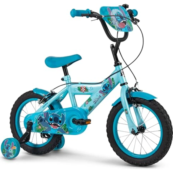 Huffy Disney Stitch Kinderfahrrad 14 Zoll, mit Stützrädern, Stahlrahmen, Rücktrittbremse, bunte Grafiken – Bild 1