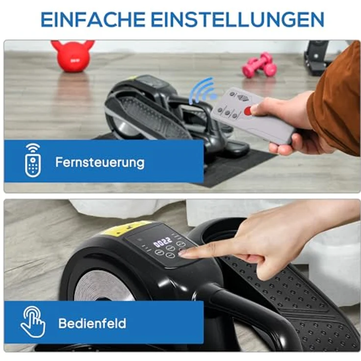 SPORTNOW Mini-Ellipsentrainer Untertisch, 12-stufiger Crosstrainer mit LCD-Anzeige, Fernbedienung und Vorwärts- & Rückwärtsbewegung für Büro und Senioren – Bild 4