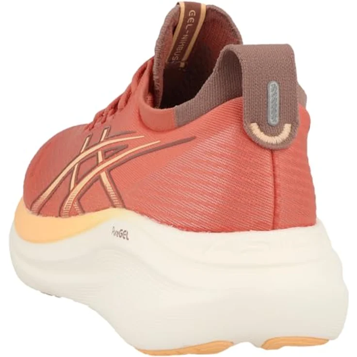 ASICS Performance Gel Nimbus 27, Damen Laufschuhe mit GEL-Dämpfung, Jacquard-Mesh-Obermaterial, Orange-Rot-Pink, Größe 39 – Bild 6