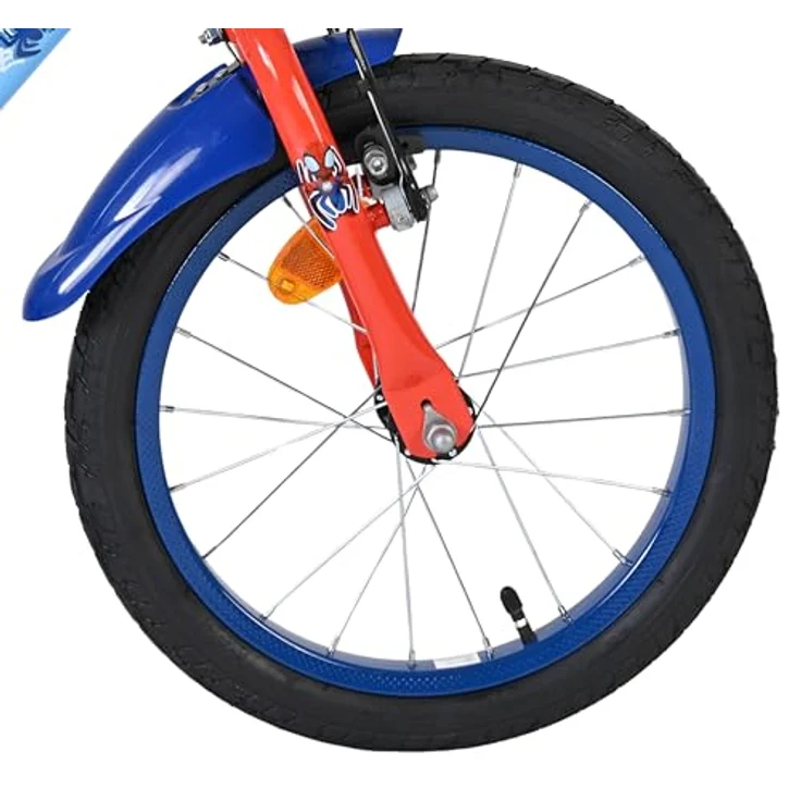 Volare Spidey Kinderfahrrad, 16 Zoll, blau, mit Hand- und Rücktrittbremse, höhenverstellbar, abnehmbare Stützräder – Bild 10