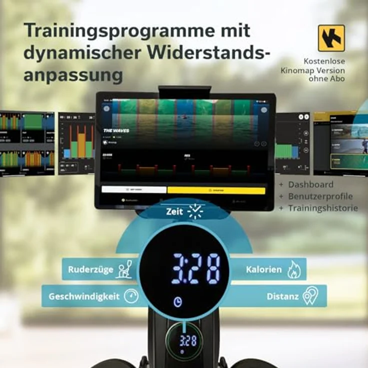 Skandika selbstgenerierendes Rudergerät Njord P6-G | 32 elektrische Widerstandsstufen, Kinomap App kompatibel, für zuhause – Bild 4
