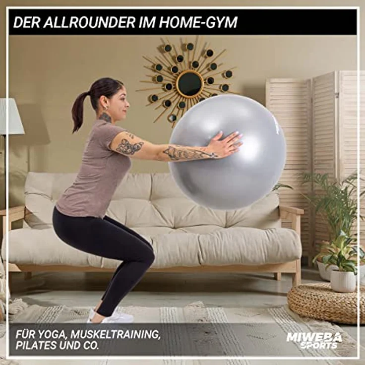 Miweba Sports Ballhocker Starfish - Traglast 300 Kg - 55 cm Gymnastikball aus PVC - Sitztrainer - Fitnessball Stuhl - Ergonomischer Sitzball - Sitzalternative Schreibtischstuhl Büro (Grau) – Bild 5