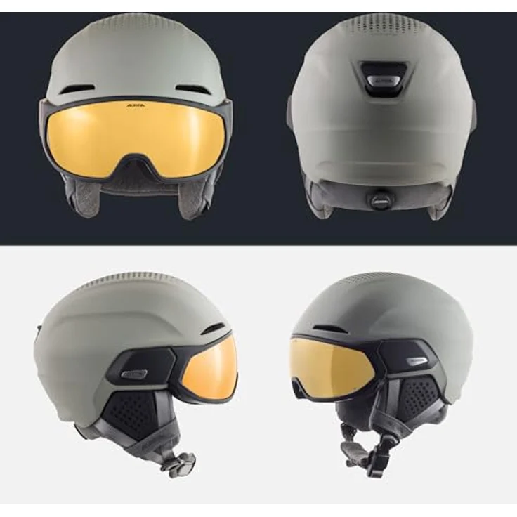 ALPINA Alto Q-LITE, Skihelm für Erwachsene, sicherer und stoßabsorbierender Visierhelm mit kontrastverstärkendem Visier - Moon-Grey matt (Gold Mirror), M (55-59 cm) – Bild 4