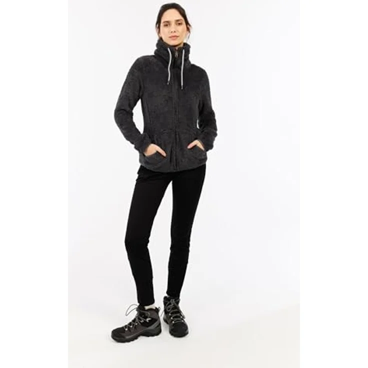 PROTEST RIRI Fleecejacke, kuschelig warm mit hohem Stehkragen und durchgehendem Frontreißverschluss, Shadow Grey Größe 40 – Bild 5