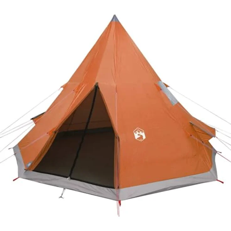 vidaXL Campingzelt, Tipi Zelt für 4 Personen Wasserdicht, Pyramidenzelt Leicht Tragbar, Indianerzelt für Camping Outdoor Wandern, Orange – Bild 1