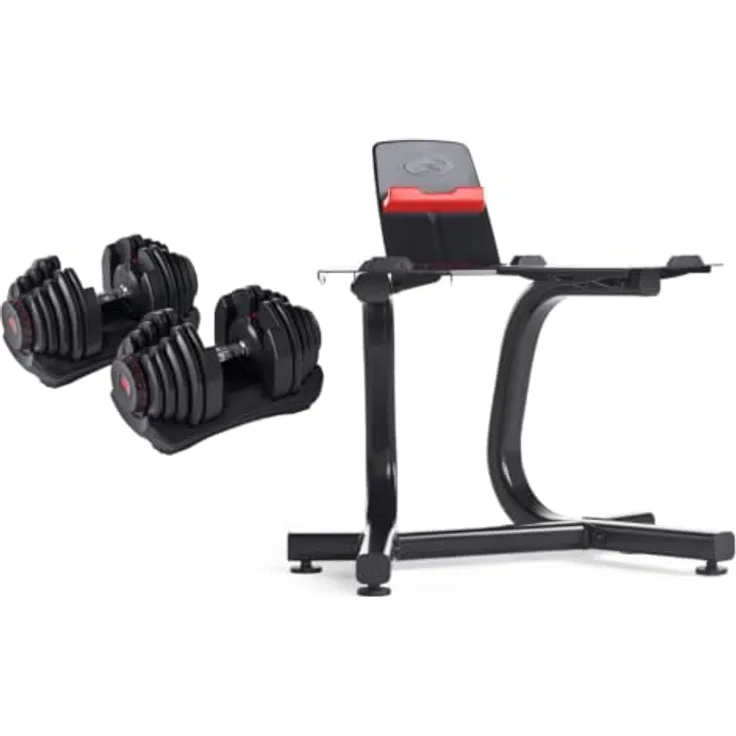 BowFlex SelectTech 1090i, Hanteln Paar mit Stand und Medienfach für flexibles Krafttraining