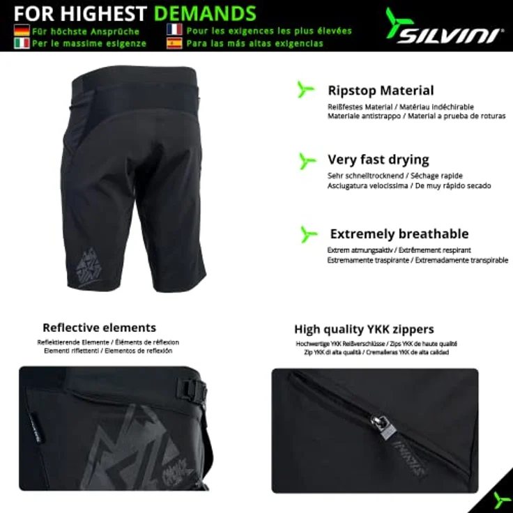 Silvini Herren Skihosen, winddichte Softshell-Herrenhose mit Quatroflex Power-Membran und Powertherm-Isolierung, Schwarz, Größe S – Bild 4