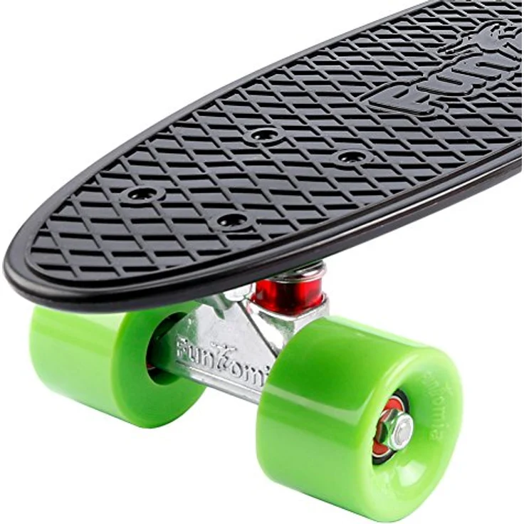 FunTomia 57cm Mini-Board Skateboard, mit oder ohne LED Leuchtrollen, Aluminium Truck, ABEC-9 Kugellager, schwarz – Bild 4