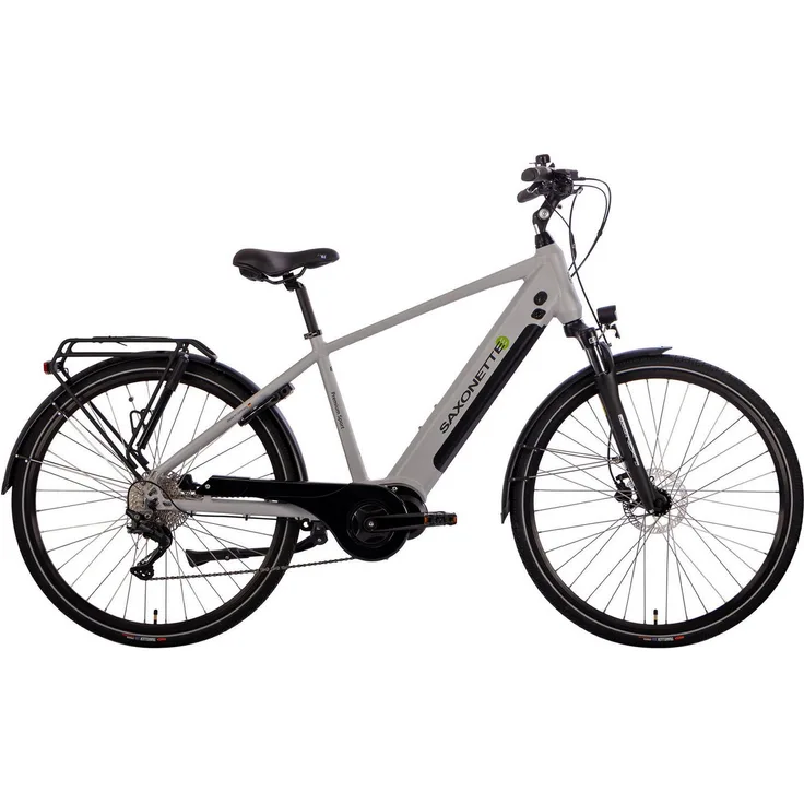 SAXONETTE E-Bike Trekkingrad Premium Sport (Diamant), 10 Gang Kettenschaltung, Mittelmotor 250 W, 522 Wh Akku, hydraulische Scheibenbremsen, Pedelec für Herren