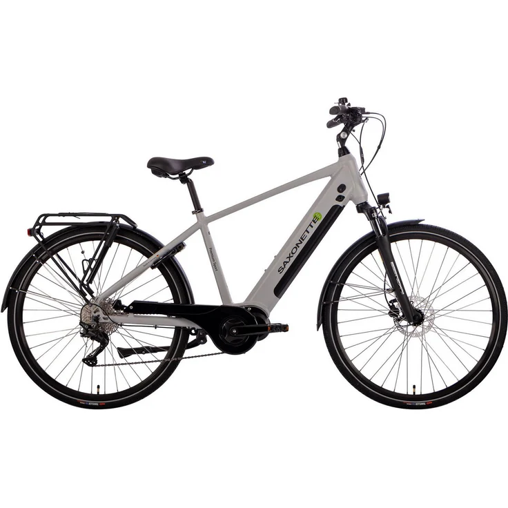 SAXONETTE E-Bike Trekkingrad Premium Sport (Diamant), 10 Gang Kettenschaltung, Mittelmotor 250 W, 522 Wh Akku, hydraulische Scheibenbremsen, Pedelec für Herren