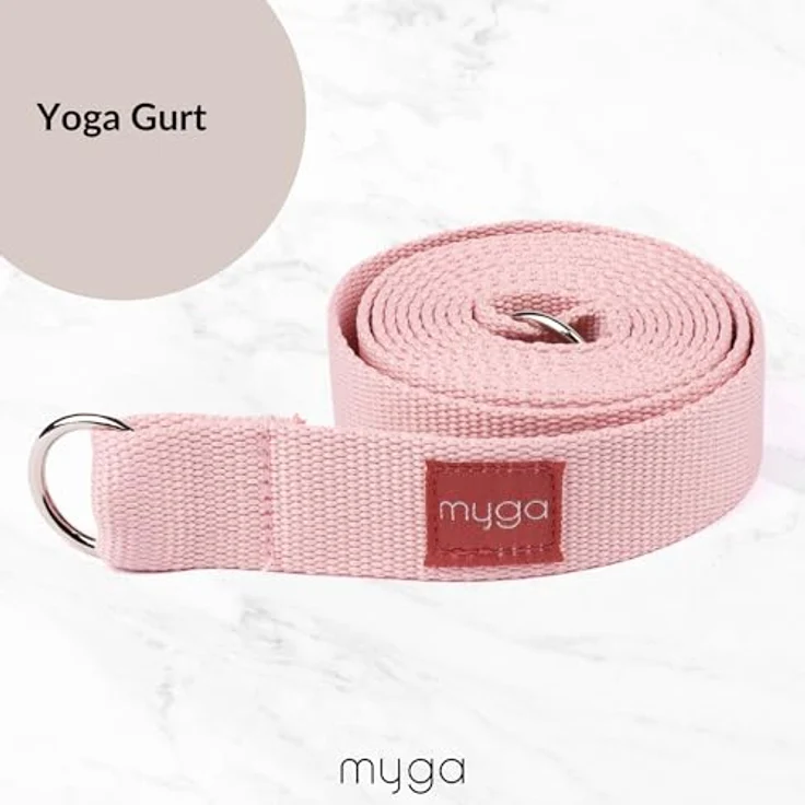 Myga Yoga Starter Kit, Komplettes Set mit rutschfester Yogamatte (6 mm), Yogablock & Gurt, Rosa Terrazo Design, Ideal für Anfänger & Reisen – Bild 5