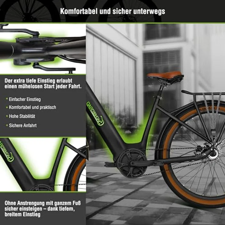 SachsenRAD E-SUV All-Terrain CityBike S5G Centro, stufenlose Enviolo-Schaltung, Gates Riemenantrieb, XCruise V7 Mittelmotor, 27,5" mit tiefem Einstieg, schwarz – Bild 8