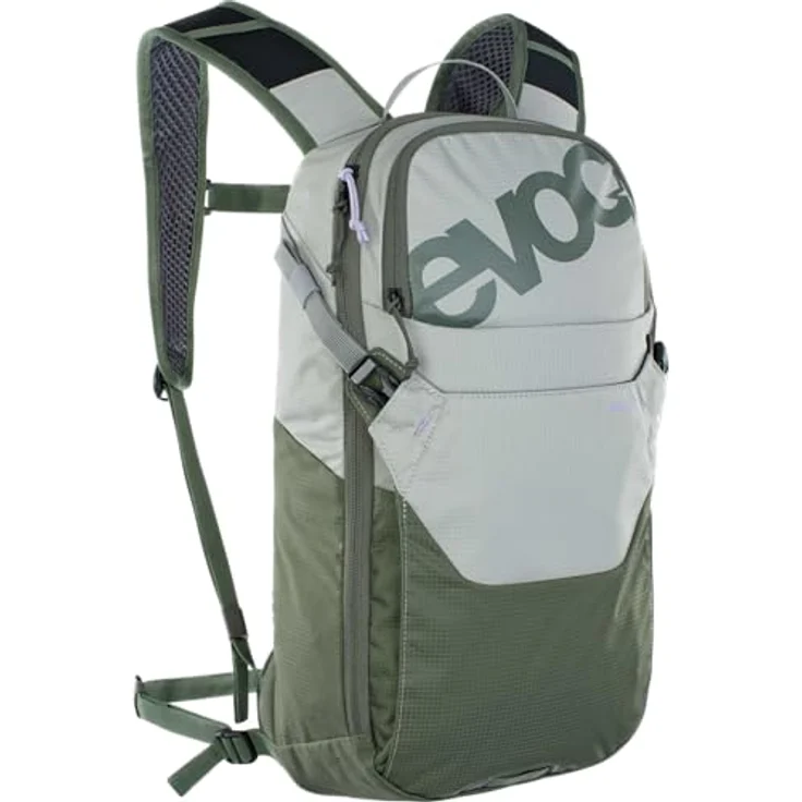 EVOC RIDE 8 Rucksack, 8 Liter Volumen, AIR-PAD-Rückenpolsterung, Helmhalterung, Steingrau/Dunkeloliv – Bild 1