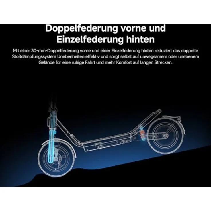 XIAOMI Electric Scooter 6 E-Roller, 12 Zoll Tubeless, 45 km Reichweite, 800W, Vollfederung, IPX5, App, Schwarz – Bild 4