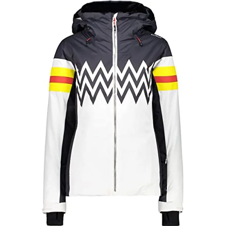 CMP Fix Hoodie Jacke A001, Wetterfeste Skijacke mit warmer Kunstfaserwattierung, Bianco, Größe 44