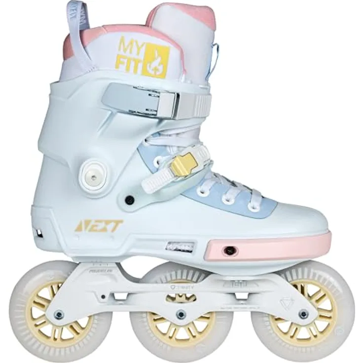 Powerslide Next Pastel 100, Inline Skates für Damen, verstärkter Glasfaser-Korpus, Memory-Schaum-Innenausstattung, verstellbares Aluminium-Chassis, Rollen 100 mm 86A, Pastellfarben