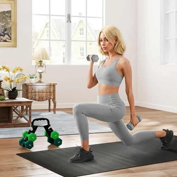 SPORTNOW Hanteln Set 6 Kurzhanteln, 2 x 3kg, 2 x 4kg, 2 x 5kg Hexagon-Hanteln mit Klappbarem Hantelständer, für Fitness und Zuhause, robust und bodenschonend – Bild 2