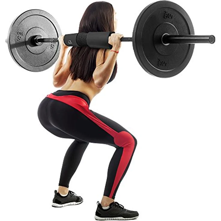 CampTeck U6814 Langhantel Nackenpolster mit Klettverschlüssen für Olympische Hanteln Schaumstoffpolster Barbell Pad Stütze Fitnessstudio für Kniebeugen, Gewichtheben, Ausfallschritte & mehr - Schwarz – Bild 2